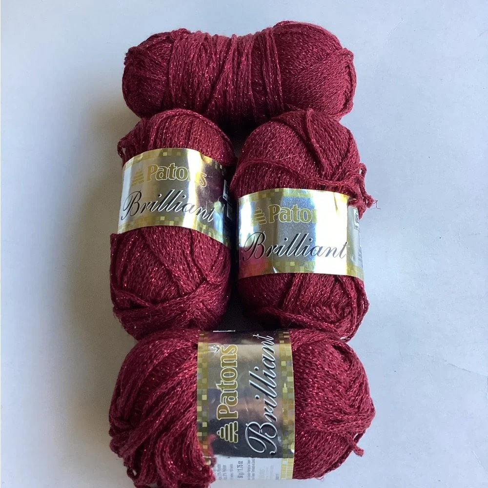 Patons Yarn Brilliant Beautiful Burgandy  Metallic Acrylic Blend